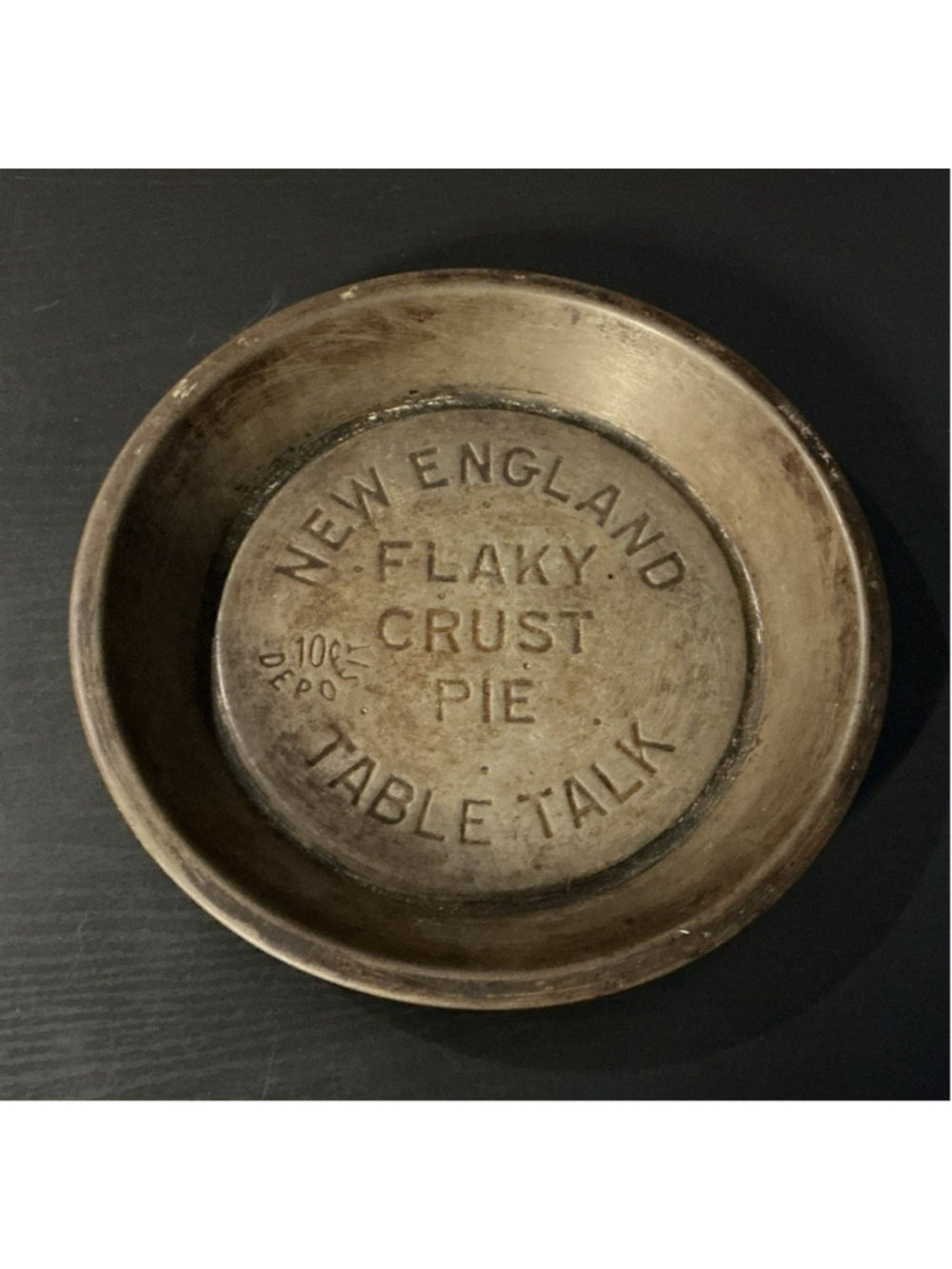 Vintage Table Talk New England Flaky Crust Pie Pan Tin Metal 9.5" , 1.25”deep.